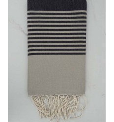 Fouta arthur beige rayée gris anthracite 