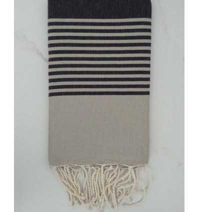 Fouta arthur beige rayée gris anthracite