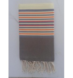Fouta Plate jaune clair et gris avec rayures 