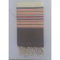Fouta Plate jaune clair et gris avec rayures 
