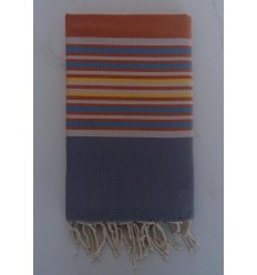 Fouta Plate aubrun et gris avec rayures 