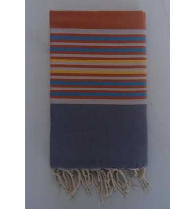 Fouta Plate aubrun et gris avec rayures