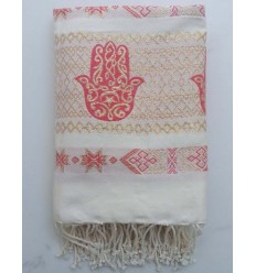 Fouta khomsa rose incarnat 1m*2m 
