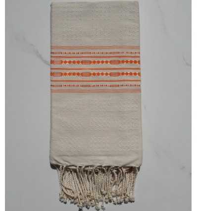 Fouta thalasso avec des motifs orange