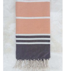 Jeté gris anthracite et ocre rouge 