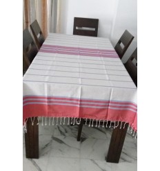 Jeté rouge, gris clair et bleu  2