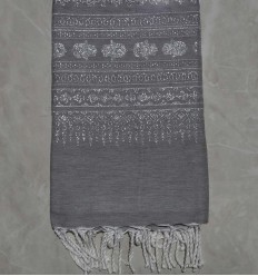 Fouta khomsa gris 1.35m*2.3m 