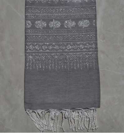 Fouta khomsa gris 1.35m*2.3m