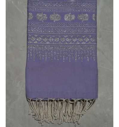 Fouta khomsa violet lavande 1.35m*2.3m