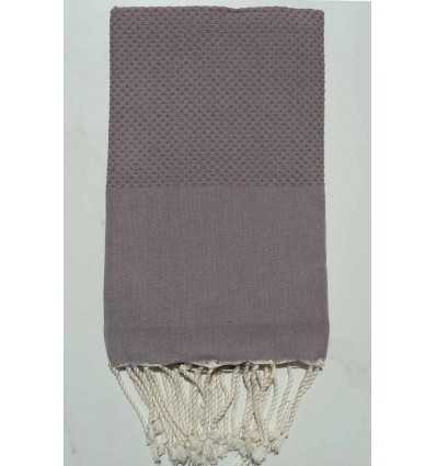 Fouta nid d'abeille unie taupe violet