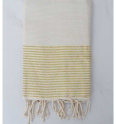 Fouta Lurex nid d'abeille blanc cassé 