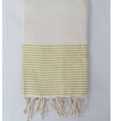 Fouta Lurex nid d'abeille blanc cassé