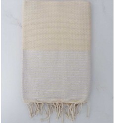 Fouta Lurex nid d'abeille écru 