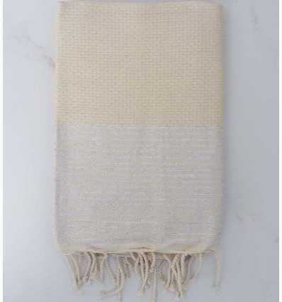 Fouta Lurex nid d'abeille écru