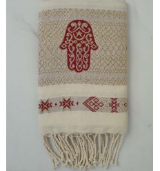 Fouta khomsa rouge foncé 