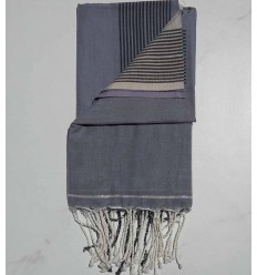 Paréo violet, écru et bleu horizon 