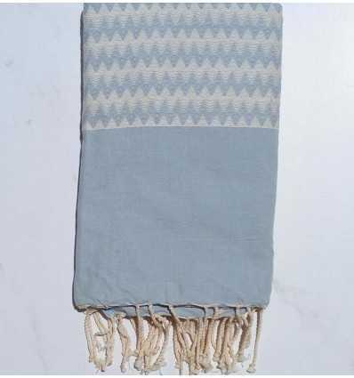 Fouta zigzag bleu pale