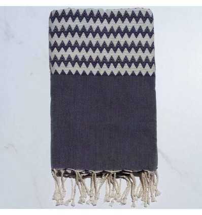 Fouta zigzag gris foncé