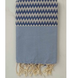 Fouta zigzag bleu ciel 