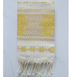 khomsa jaune au fil lurex doré 