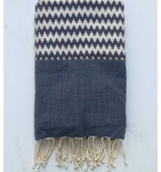 Fouta zigzag bleu denim foncé 