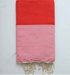 Fouta nid d'abeille rouge anglais 