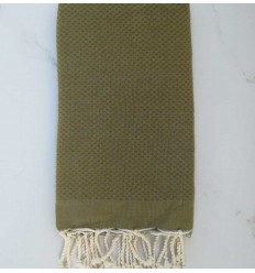 FOUTA Nid d'abeille unie vert kaki 