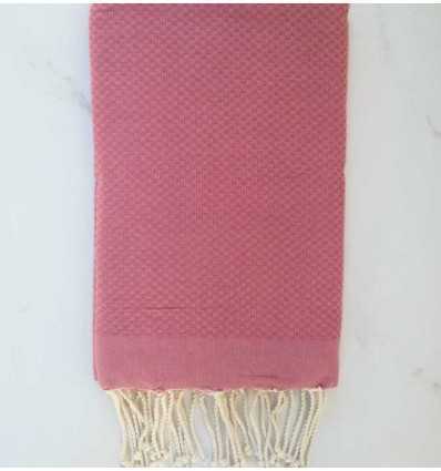 FOUTA nid d'abeille unie rose balais