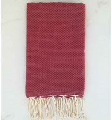 FOUTA nid d'abeille unie prune 