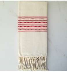 Fouta thalasso blanc crème avec motifs 