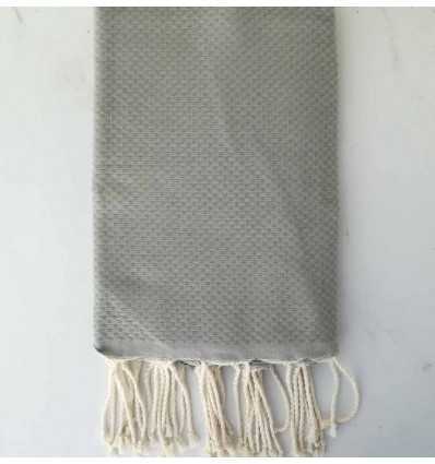 Fouta nid d'abeille unie beige vert