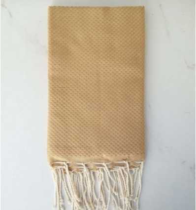 FOUTA nid d'abeille unie bronze