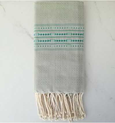 Fouta thalasso vert sauge avec motifs