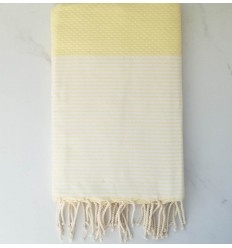 Fouta nid d'abeille jaune beurre 