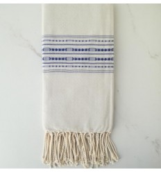 Fouta thalasso gris perle et bleu 