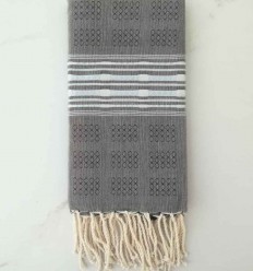 Fouta thalasso avec motifs bleu ciel 