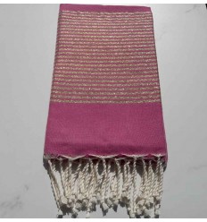 Fouta Lurex plate rose foncé  2