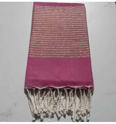 Fouta Lurex plate rose foncé 