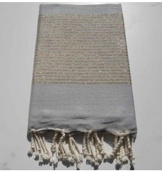 Fouta Lurex plate bleu charette  2