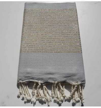 Fouta Lurex plate bleu charette 