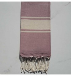Fouta Plate rose violacé rayée écru