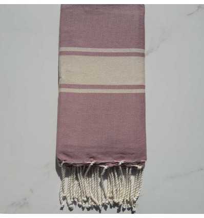 Fouta Plate rose violacé rayée écru