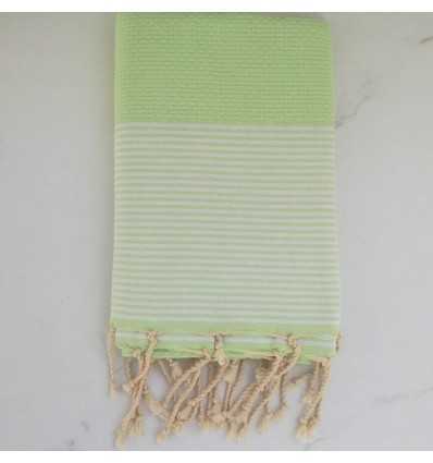 Fouta nid d'abeille vert dragée