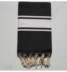 Fouta Plate gris noir 