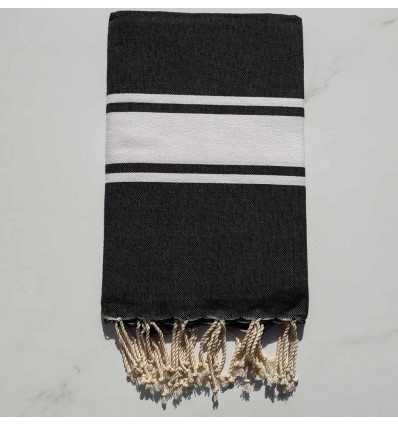 Fouta Plate gris noir