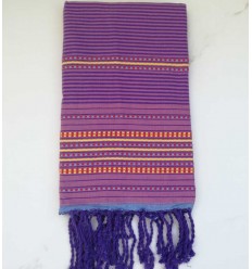 Fouta arabesque rose foncé rayée violet 