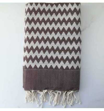 Fouta zigzag marron