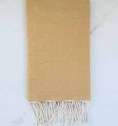 FOUTA nid d'abeille unie jaune ocre 