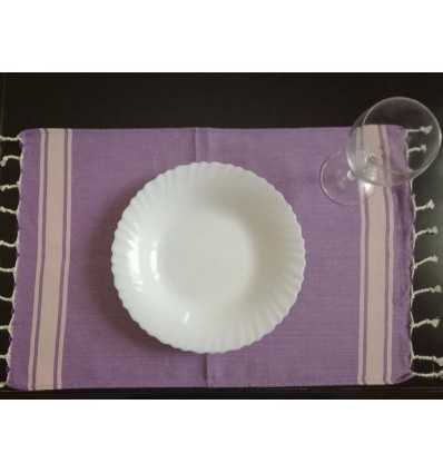 Mini fouta plate mauve avec rayures rose clair