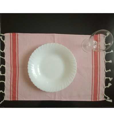 Mini fouta plate rose rayée rouge